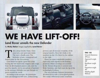 Фрагмент журнала с Land Rover Defender 2020
