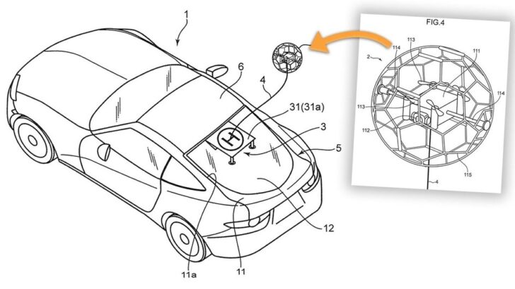 Компания Mazda запатентовала автомобиль с вертолетной площадкой для дрона