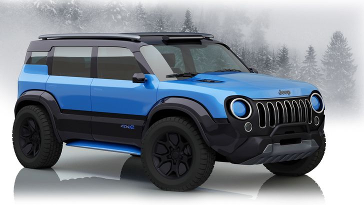 Новый полностью электрический внедорожник Jeep Renegade представлен на первых фоторендерах